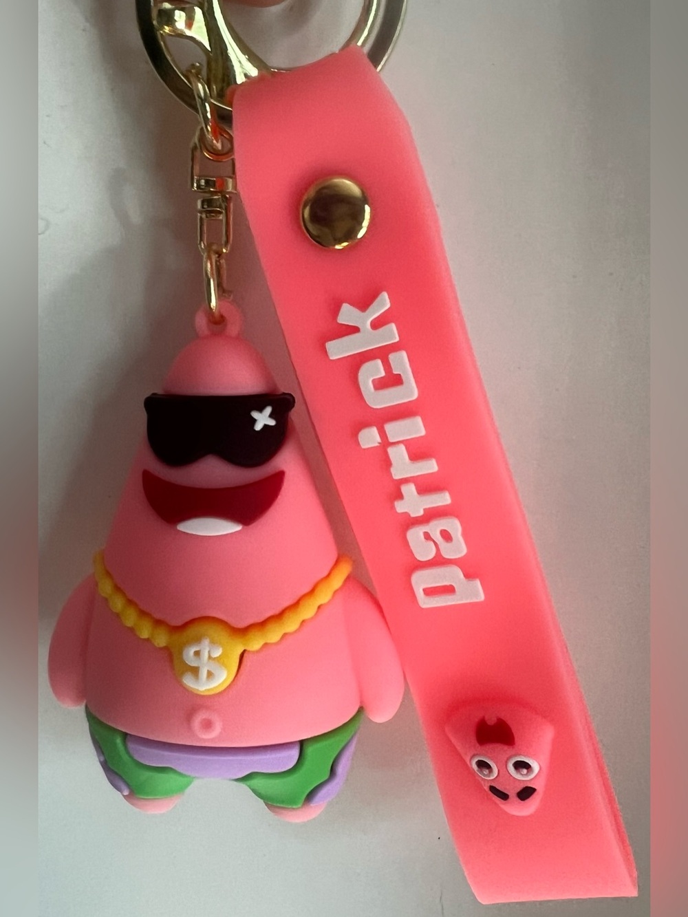 Pink Starfish Silicone Keychain w/Sunglasses